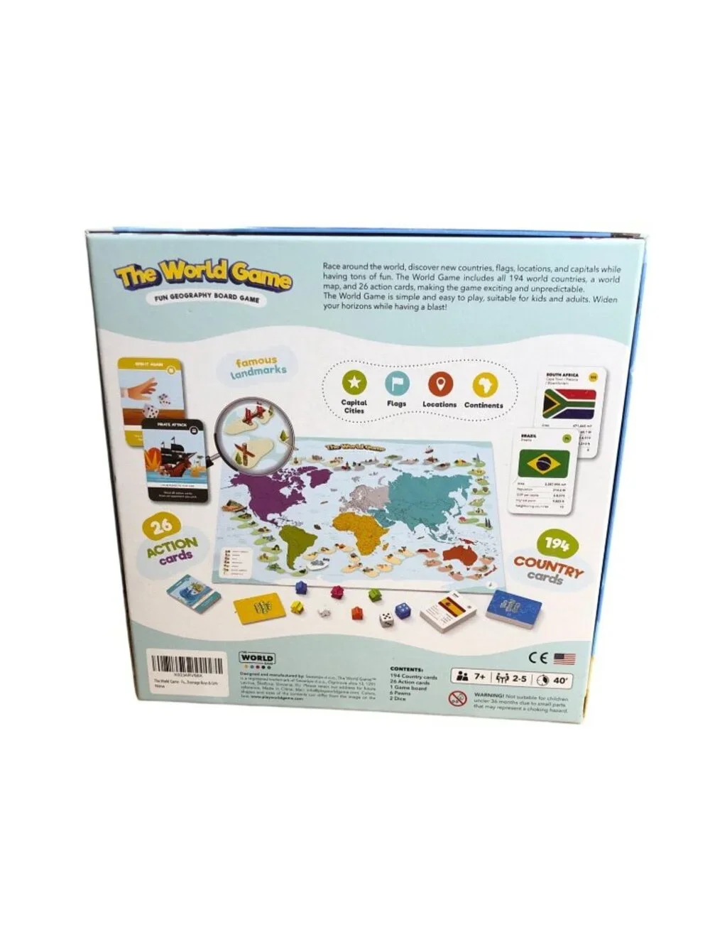 The World Game Fun Geography Board Game For Kids & Adults 7+ Complete Homeschool